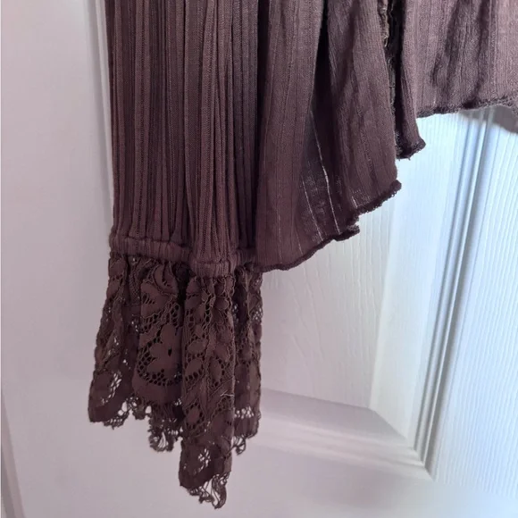 Free People Brown Lace-Detail Blouse - Picture 5 of 5